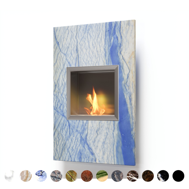 Luxus Ethanol Kamin aus Azul Macauba konfigurieren blauer Stein aus Brasilien Handarbeit Marmor premium Qualität liefern lassen