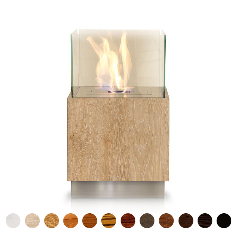 Ethalnol Kamin Eiche gekalkt als edler Raumteiler mit Feuer exklusive und robuste Handwerksarbeit nach Maß mit einzigartiger heller Optik von groß bis