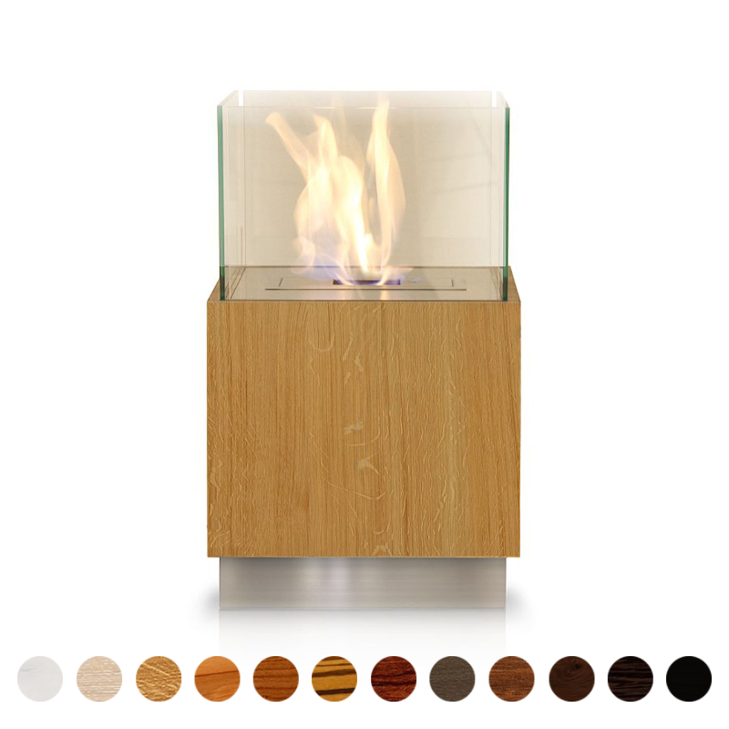 Biokamin Eiche aus massivem Holz nach Wunschmaß mit Bioethanol bis 3,5 KW Wärme abgeben moderner ausgefallener Style