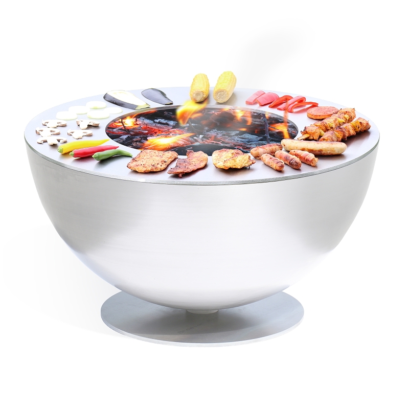 Grill Halbkugel Grillring Edelstahl Teppanyaki 50 cm Holzkohlegrill