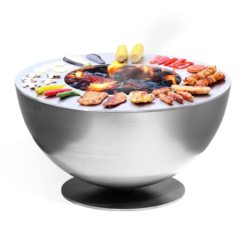 Grill Halbkugel mit Grillring stahl Teppanyaki 50 cm Holzkohlegrill