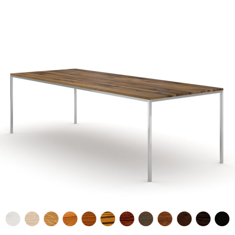 Premium Esstisch Massivholz Eiche-Altholz minimalistisch mit Metallgestell Berlin