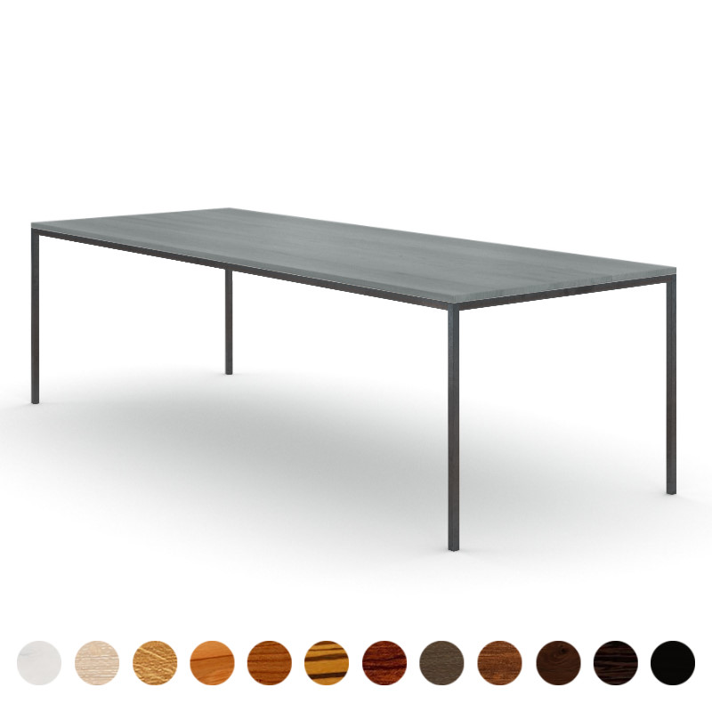 Premium Esstisch Massivholz Eiche-grau minimalistisch mit Metallgestell Berlin