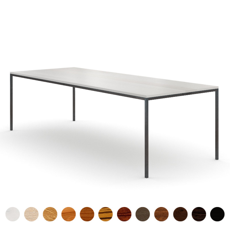 Premium Esstisch Massivholz Eiche-weiß minimalistisch mit Metallgestell Berlin