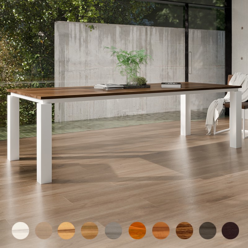 Deluxe Esszimmertisch mit Massivholz Tischplatte Nussbaum-amerikanisch und Metallgestell New York