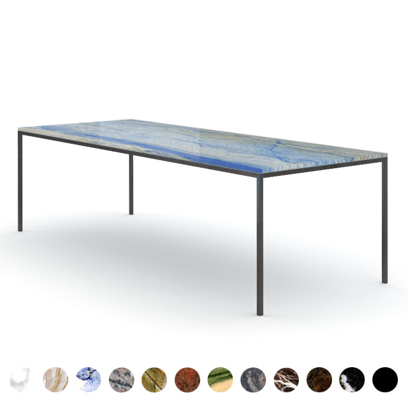 Moderner Marmortisch Granit Azul Macaubas mit Metallbeinen konfigurieren Berlin