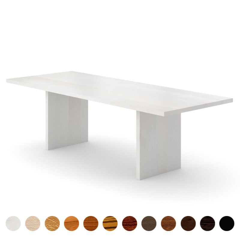 Hochwertiger Massivholztisch Eiche-weiß mit Holzwangen auf Maß Oslo