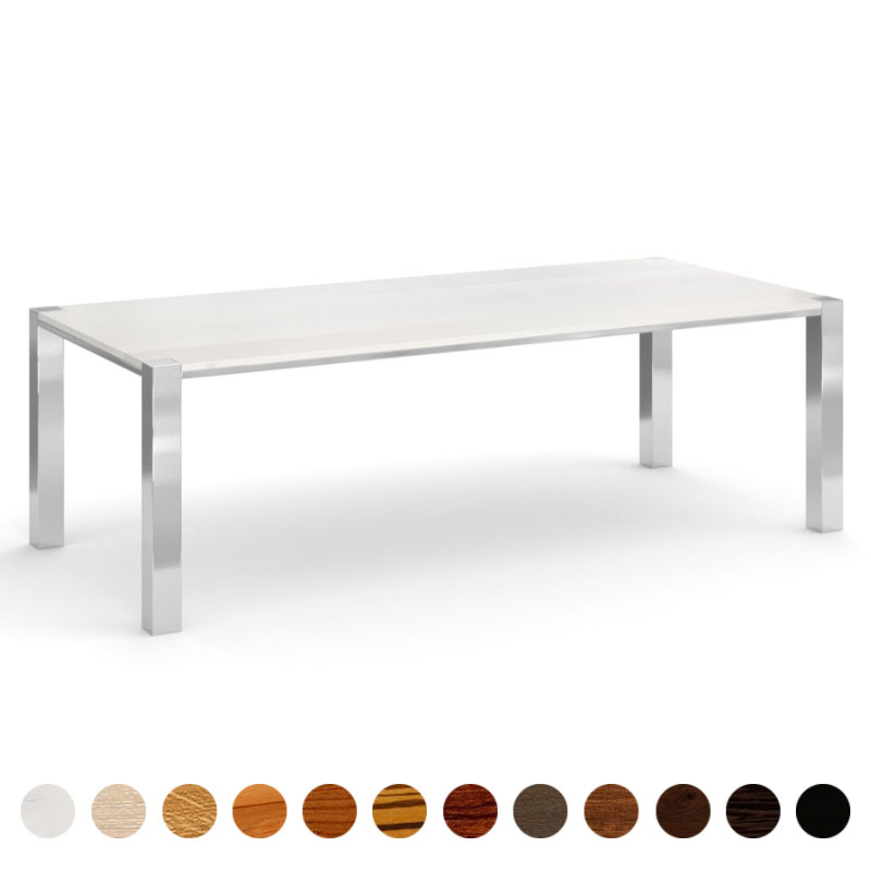 Moderner Massivholztisch Eiche-weiß nach Maß mit Metallbeinen Kerpen