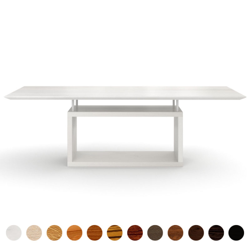 Premium Massivholztisch Eiche-weiß minimalistisch mit Ablagefach Rom