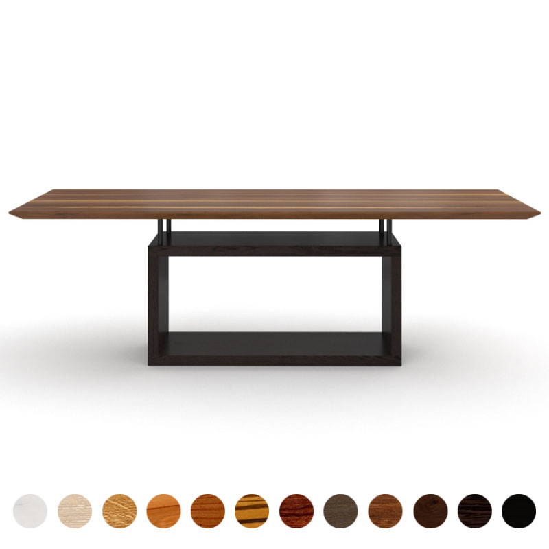 Premium Massivholztisch Nussbaum-satin minimalistisch mit Ablagefach Rom