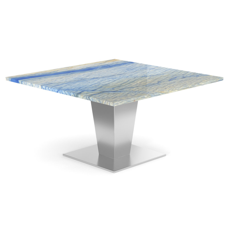 Deluxe Säulentisch Granit Marmor Azul Macaubas Mittelfuß Metall Toronto
