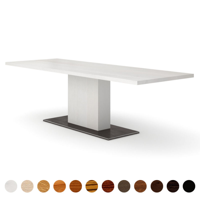 Esstisch aus Massivholz mit Mittelfuß selbst konfigurieren Eiche-weiß Dublin