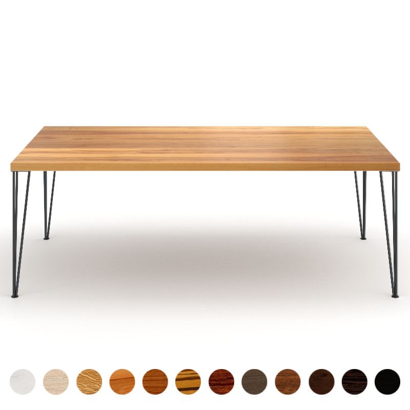 Deluxe Holztisch Massivholz Kernbuche mit Metall Pins Piemont