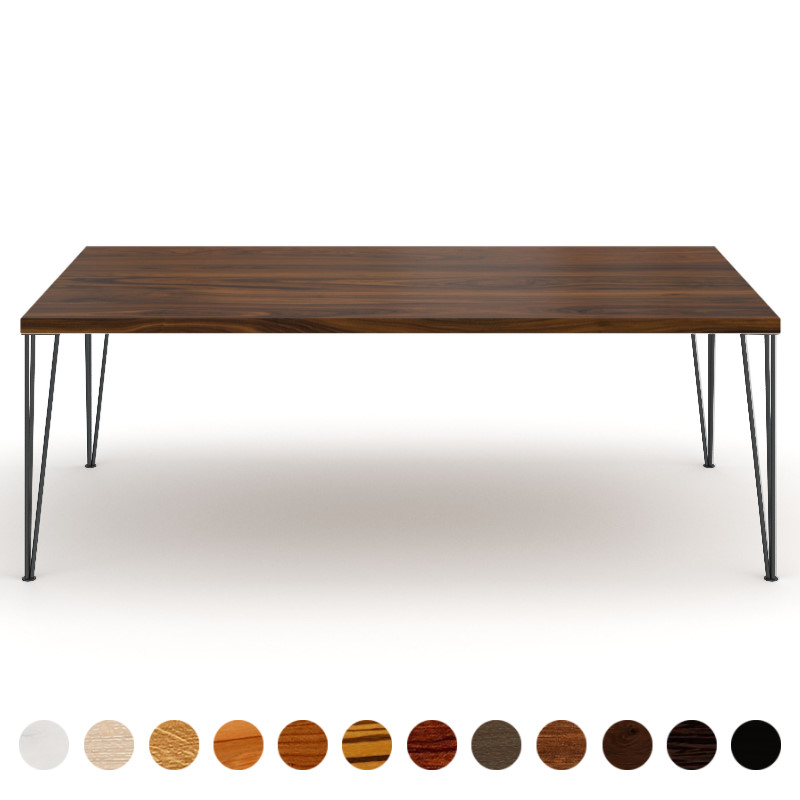 Deluxe Holztisch Massivholz Nussbaum-amerikanisch mit Metall Pins Piemont