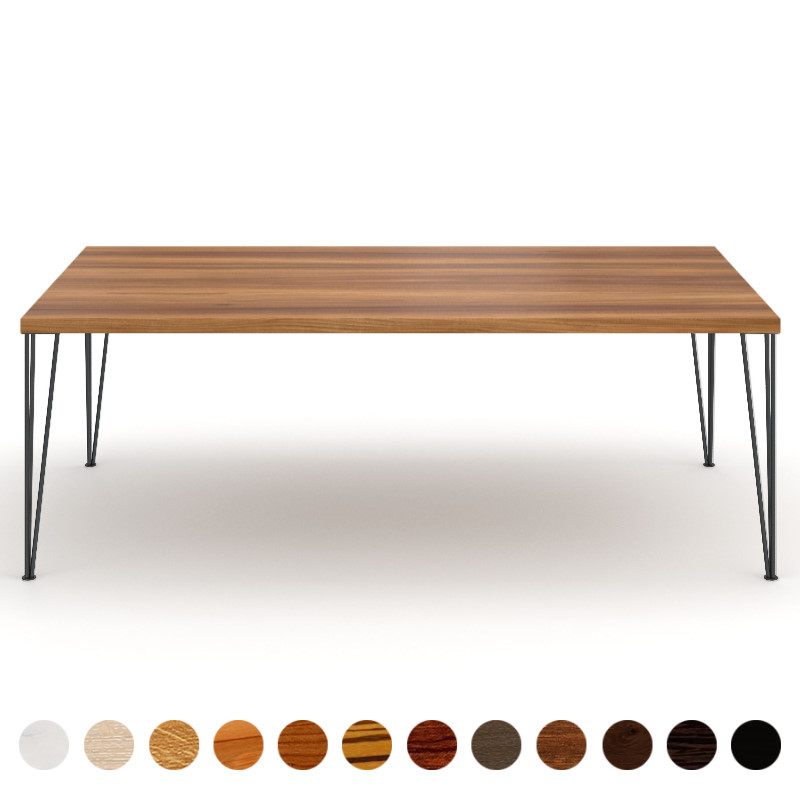 Deluxe Holztisch Massivholz Ulme mit Metall Pins Piemont