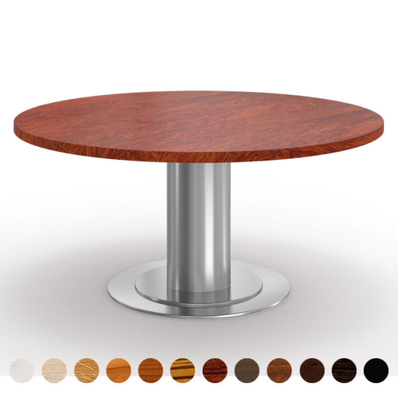 Premium Esstisch Massivholz Bubinga mit runder Mittelsäule Barcelona