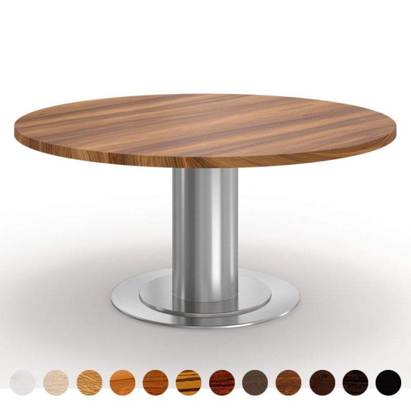 Premium Esstisch Massivholz Ulme mit runder Mittelsäule Barcelona
