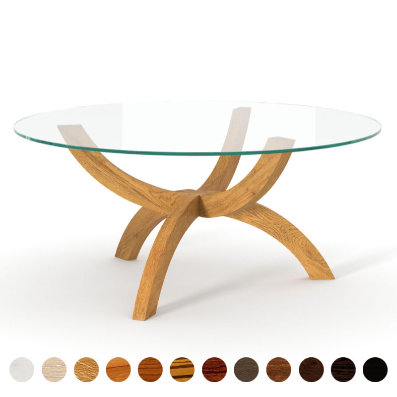 Runder Esstisch Ronda mit Glasplatte & Massivholzgestell – stilvoll & maßgefertigt konfigurierbar