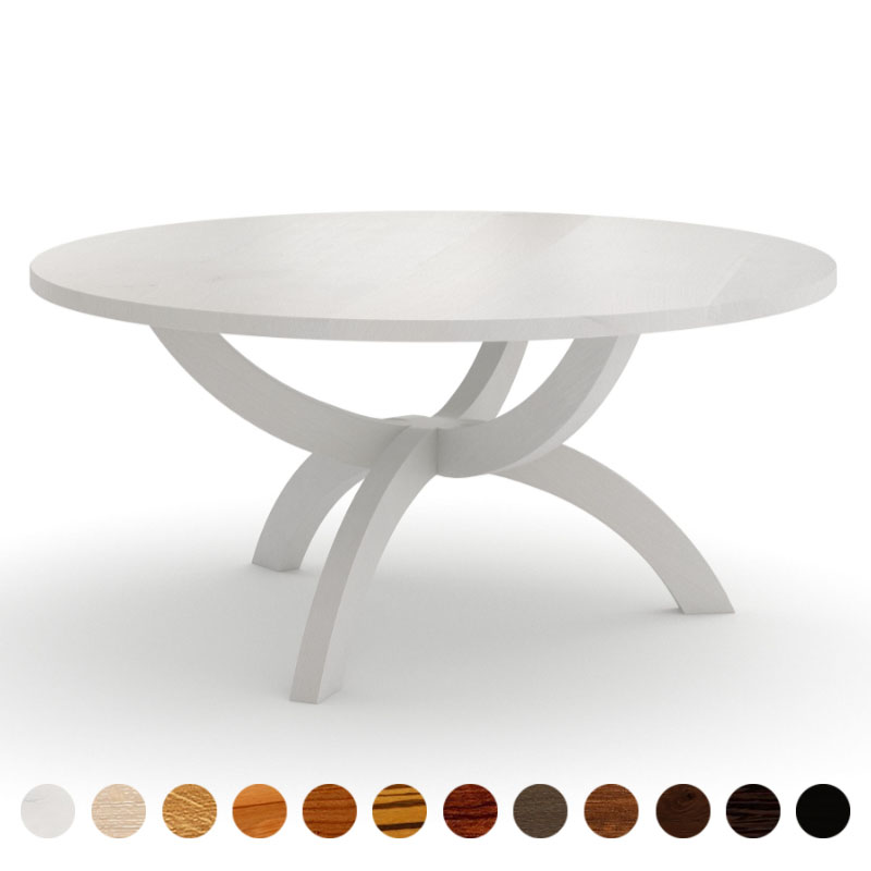 Deluxe Massivholztisch Eiche-weiß rund Malaga