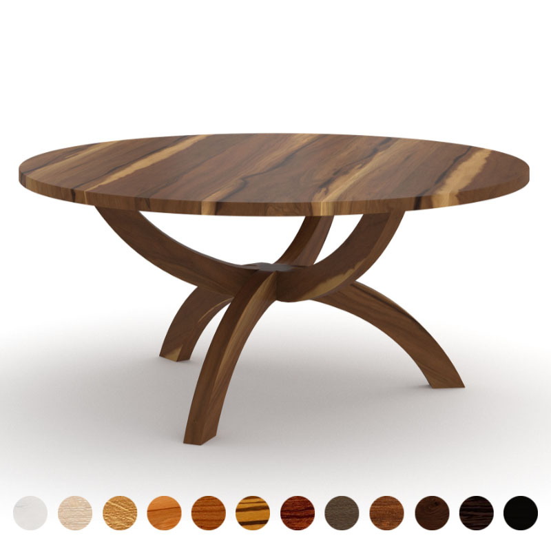 Deluxe Massivholztisch Nussbaum-satin rund Malaga