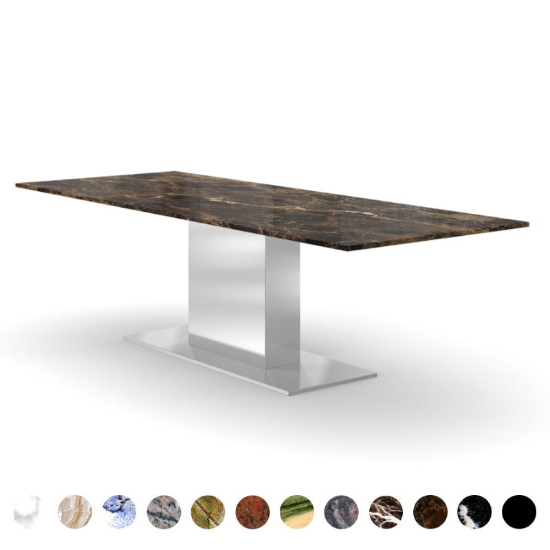 Säulentisch Edelstahl Naturstein Emperador Dark Tischplatte Kilkenny