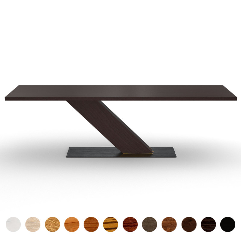 Hochwertiger Esstisch massiv mit diagonaler Säule Vollholz Wenge Diago