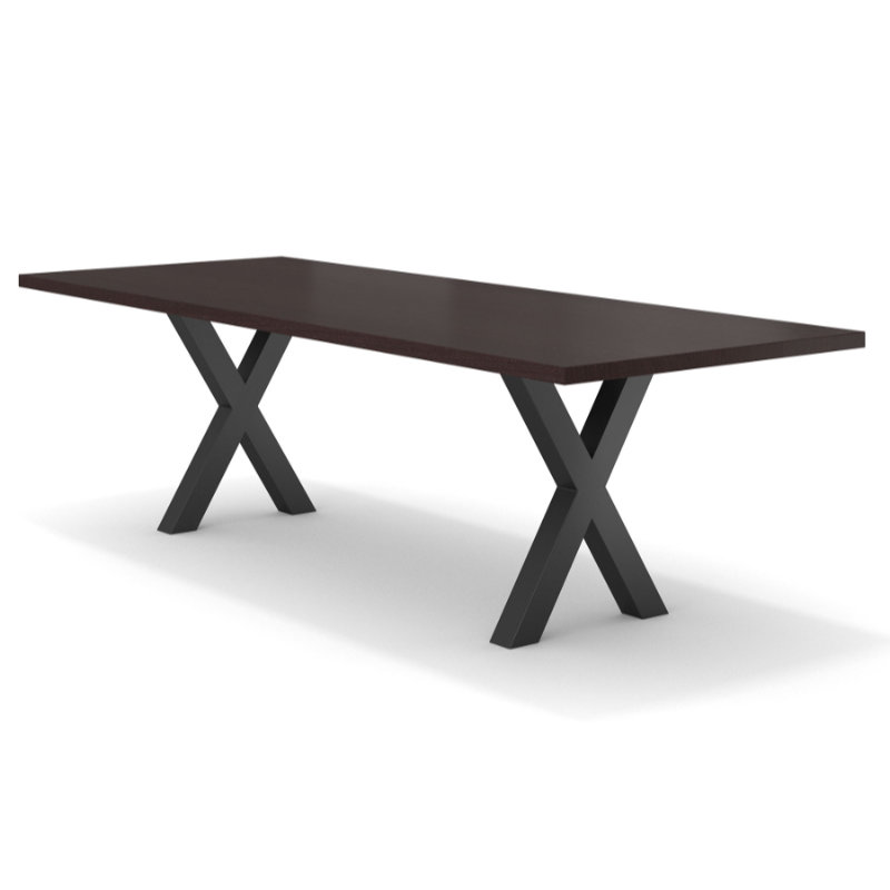 Deluxe Esstisch Massivholz Wenge mit Edelstahlgestell Halifax