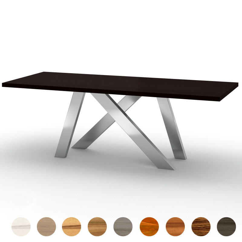 Esszimmertisch Deluxe mit Metallgestell und Wenge Massivholzplatte Aachen