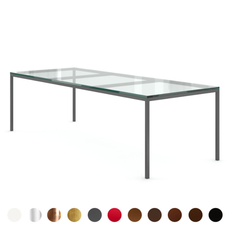 Luxus Designertisch Bristol mit Glasplatte & Metallgestell – modern konfigurierbar & nach Maß gefertigt