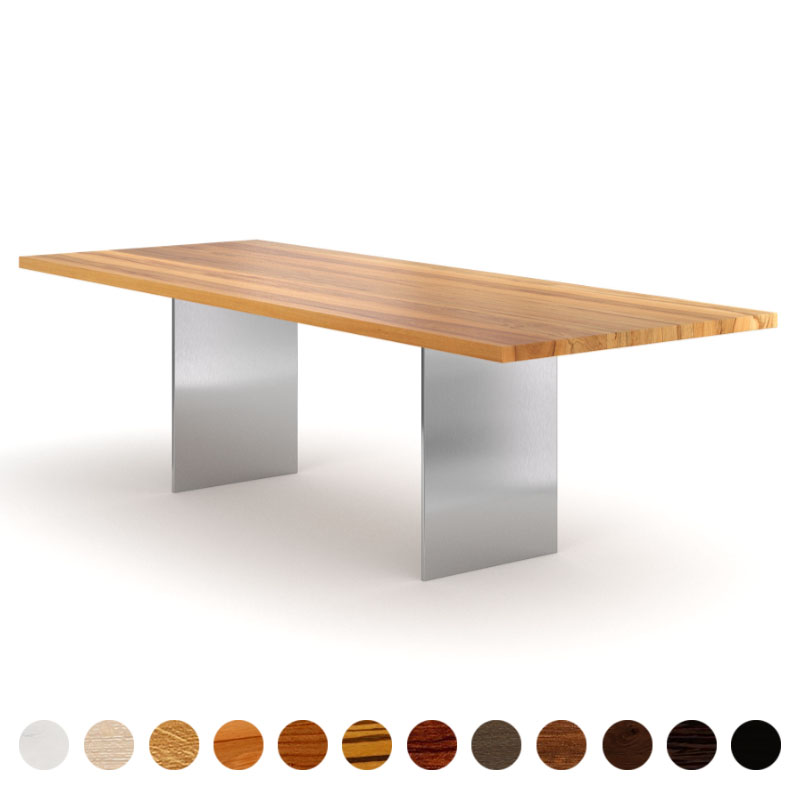 Hochwertiger Esstisch Massivholz Kernbuche mit Metallwangen Genf