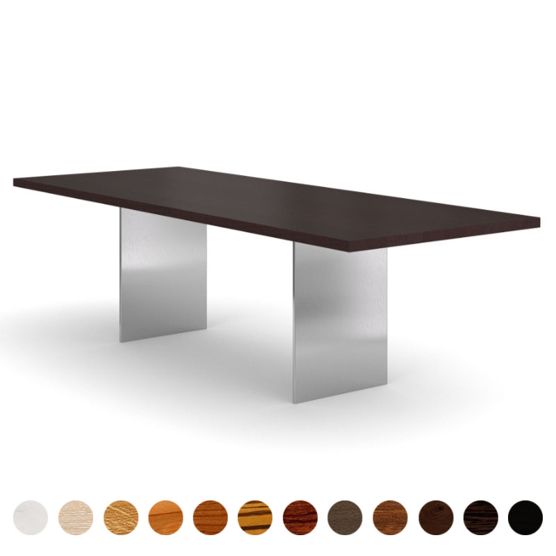Hochwertiger Esstisch Massivholz Wenge mit Metallwangen Genf
