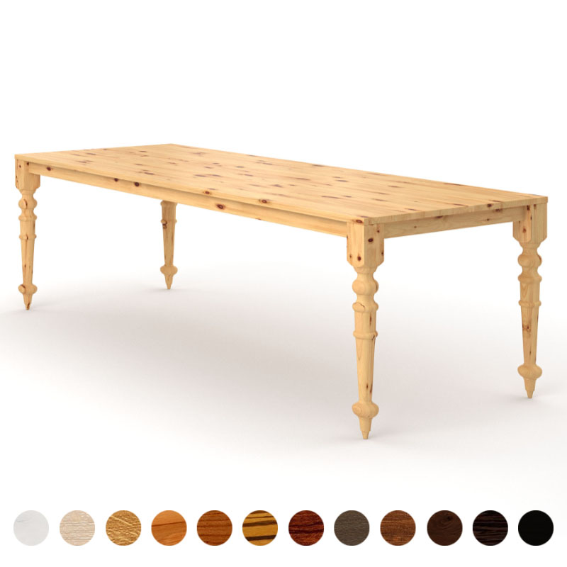 Vintage Esstisch aus Massivholz Zirbe mit gedrechselten Beinen Ruhland