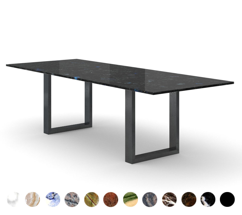 Premium Esstisch Marmor Stein Wolga Blue Metallkufen konfigurieren Ulm