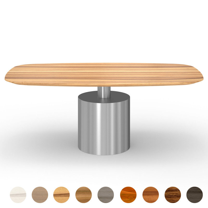 Designer Esstisch mit Mittelfuss und Massivholz Kernesche Tischplatte Almada