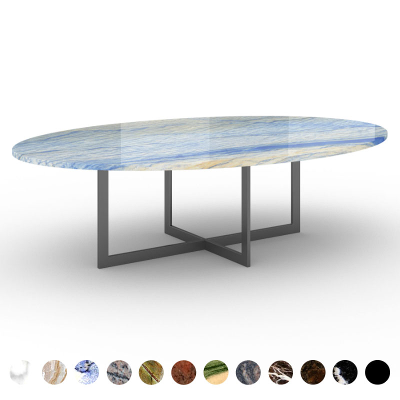 Deluxe Esstisch Naturstein Granit Azul Macaubas rund/oval Arbon