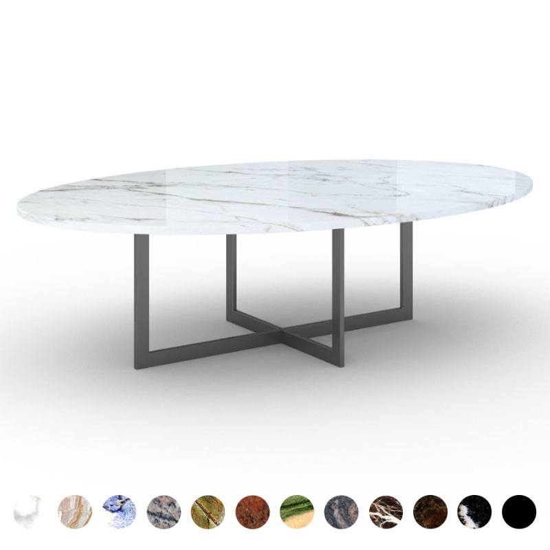 Deluxe Esstisch Naturstein Granit Calacatta Brazil rund/oval Arbon