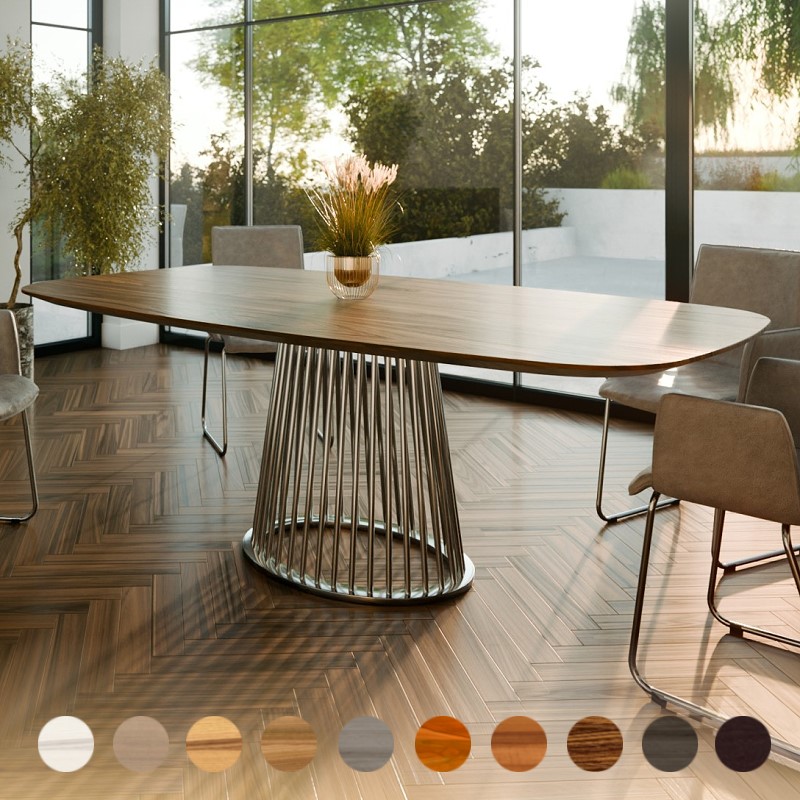 Luxus Esstisch mit Massivholzplatte Nussbaum-amerikanisch und Mittelsäule Augsburg