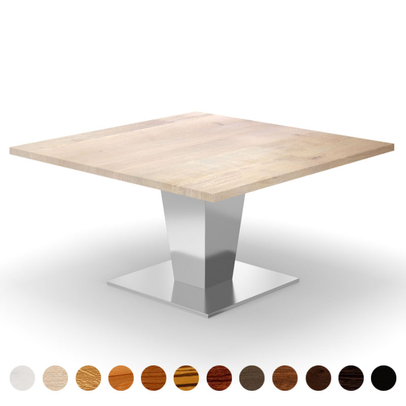 Luxus Esstisch massive Holztischplatte Eiche-gekälkt und Mittelsäule Toronto