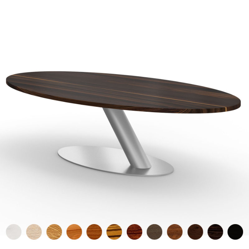 Esstisch mit Massivholz Tischplatte Oak-smoked und diagonaler Säule Vigo