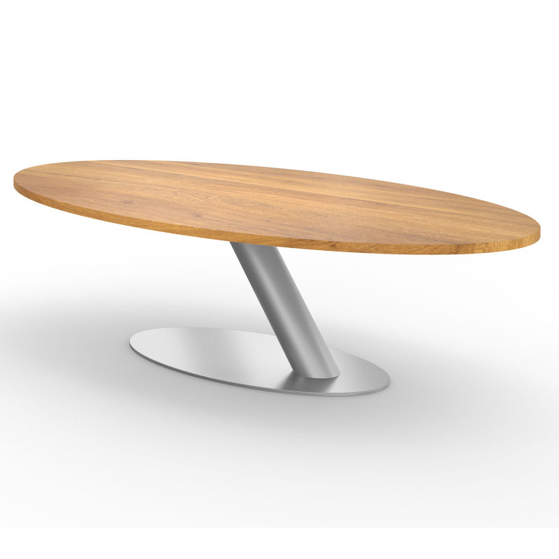 Premium Esstisch massive Tischplatte Holz Eiche und diagonalen Mittelfuß Vigo