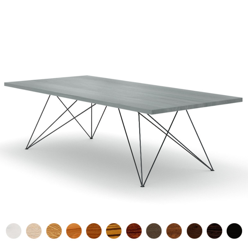 Esstisch design mit Massivholz Tischplatte Eiche-grau nach Maß Koblenz