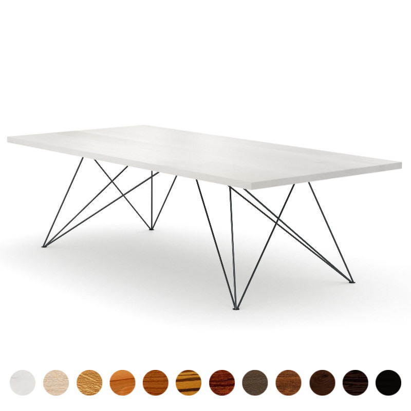 Esstisch design mit Massivholz Tischplatte Eiche-weiß nach Maß Koblenz