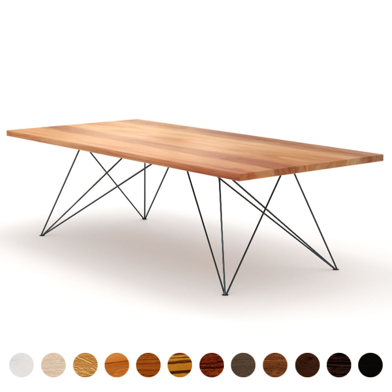 Esstisch design mit Massivholz Tischplatte Elsbeere nach Maß Koblenz