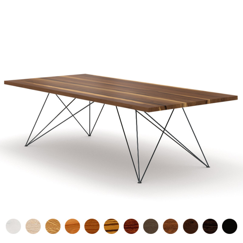 Esstisch design mit Massivholz Tischplatte Nussbaum-satin nach Maß Koblenz