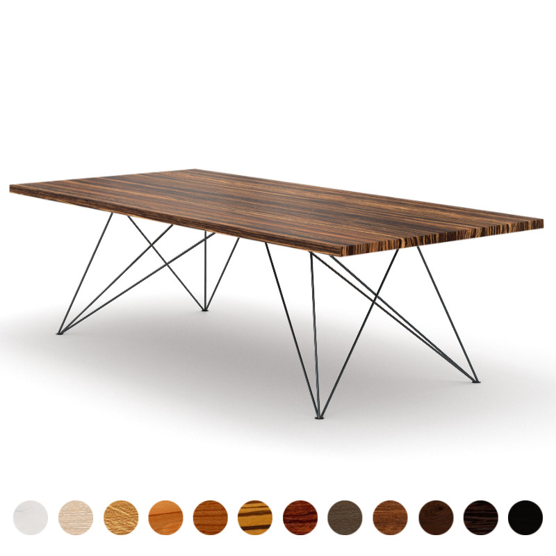 Esstisch design mit Massivholz Tischplatte Zebrano nach Maß Koblenz