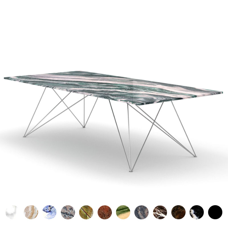 Luxus Esstisch Naturstein Atlantis Tischplatte Marmor mit Metallgestell Koblenz