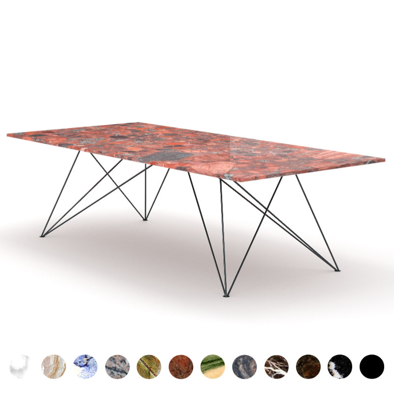 Luxus Esstisch Naturstein Marinace Rosso Tischplatte Marmor mit Metallgestell Koblenz