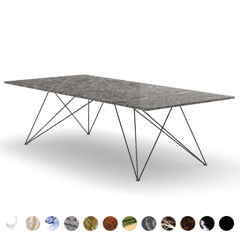 Luxus Esstisch Naturstein Steel Gray Tischplatte Marmor mit Metallgestell Koblenz