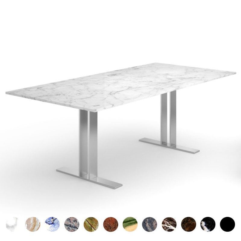 Hochwertiger Esstisch mit Naturstein Carrara Marmor Tischplatte und Untergestell Metall Mandal