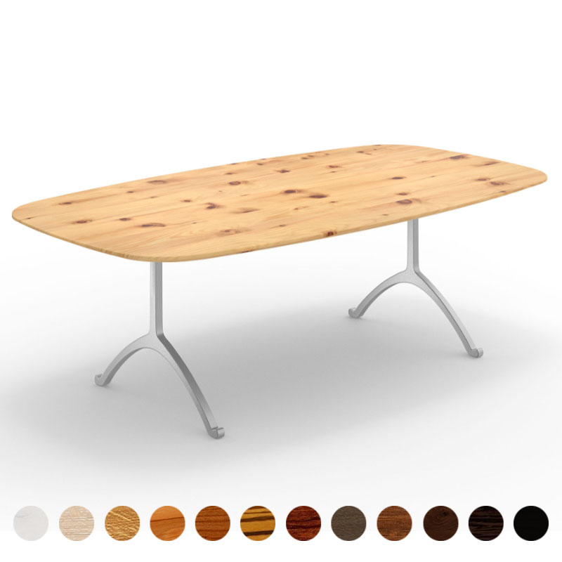 Hochwertiger Esstisch mit Massivholzplatte Zirbe Tischbeine Edelstahl Jersey